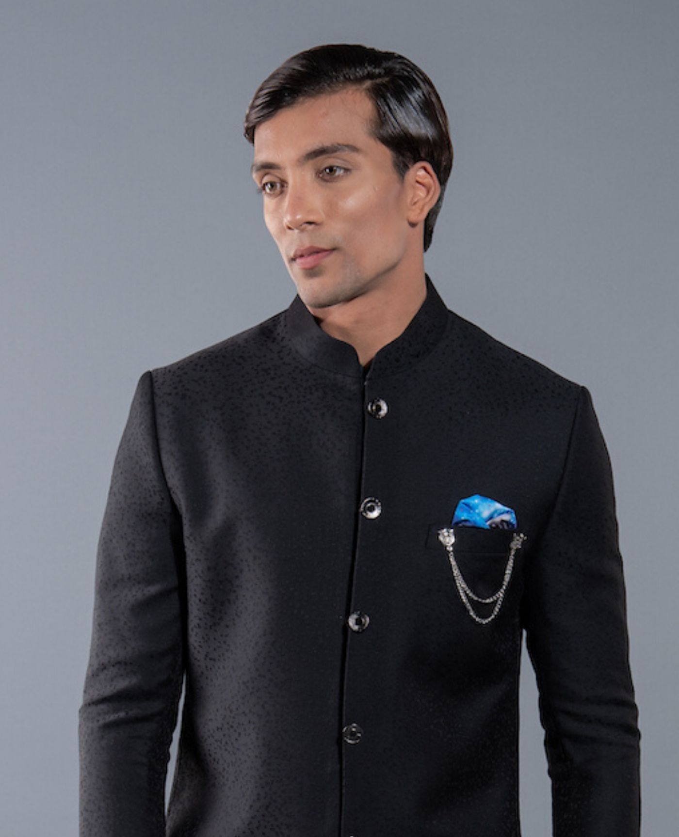 BLACK TEXTURED SHERWANI – More Mischief