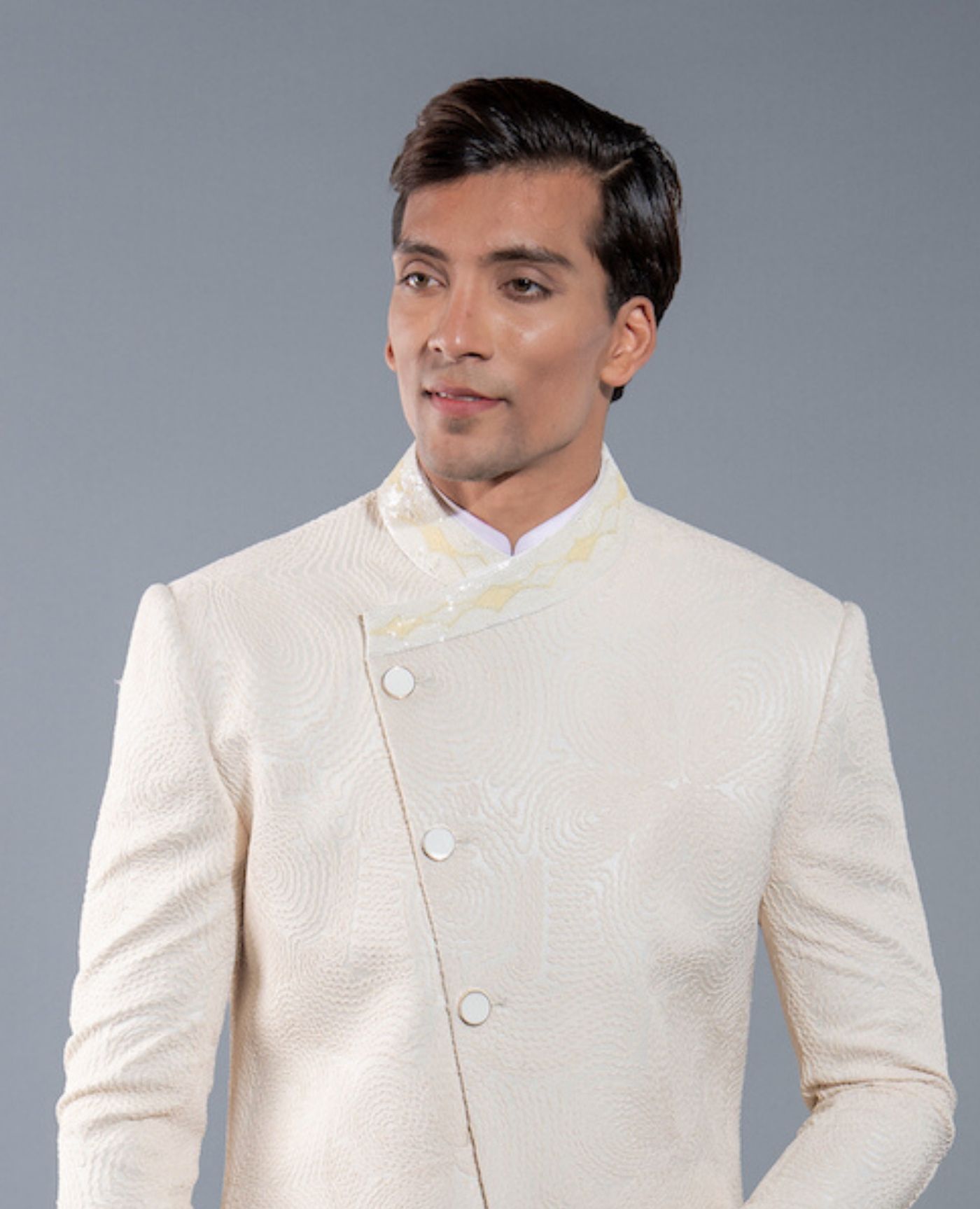 IVORY ASYMMETRIC SHERWANI – More Mischief